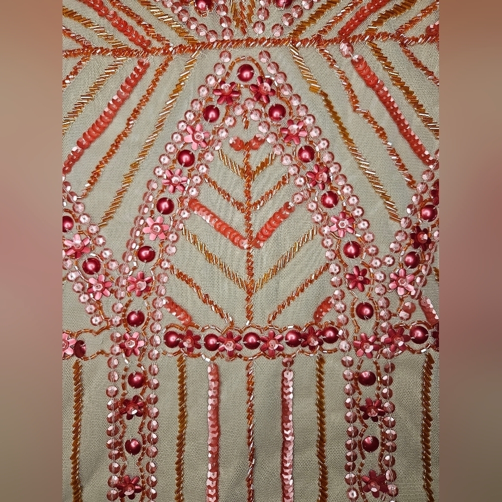Sequin Beaded Mesh Gianni Bini Mini Dress Size 4 Pink & Nude - Picture 2 of 12